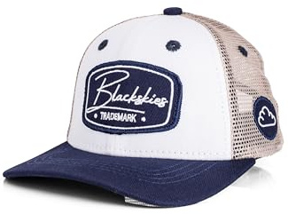 Blackskies® Race baseballkeps för barn | Justerbar barnkeps för pojkar och flickor, snygg mössa, cool mössa, födelse, dop, toppmössa, Vit-mörkblå-sand, L