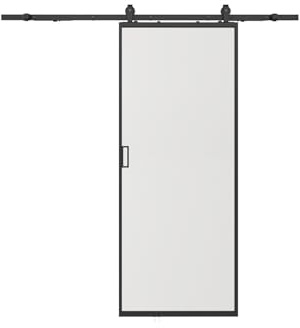 Vente-unique - Porte coulissante avec systéme en applique - aluminium et verre trempé dépoli - H205 x L83 cm - LINCI II