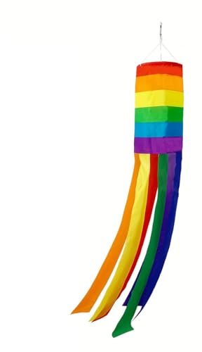 zuousxbs Columna de Arco Iris Bandera de Manga de Viento Mosca para Colgar al Aire Libre Bandera Decorativa de jardín Colorida con Arco Iris