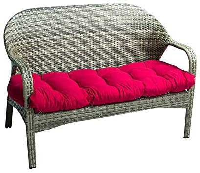 Sitzkissen für Gartenbank, Korbgeflecht, 130 x 50 cm, Rot, Ersatz-Sitzpolster für Loungesessel, Schaukelbank, Sofa, dick und bequem