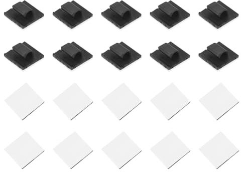 QUARKZMAN 100 Stück Selbstklebende Kabelclips Schwarzer Kabelclip Draht Halter Organizer Wand Kabelmanagement Kabelorganisation für Büro Wand Kabelbündel