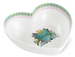 Egan Small Bowl Love - Ciotola a forma di cuore in porcellana Bone China, 17 cm, resistente piatto da portata per cucina, sala da pranzo e snack, stoviglie romantiche per San Valentino, microonde e