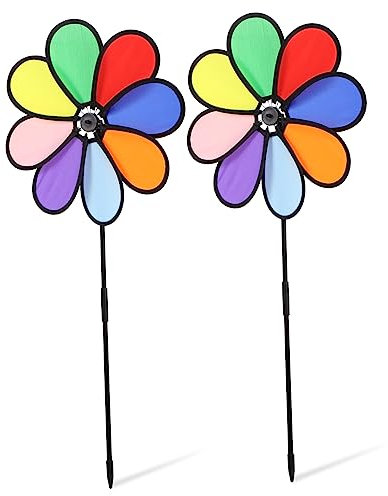Sosoport 2 Juegos Luces Solares Al Aire Hilandero De Viento Solar Molino De Viento De Flores De Colores Molinillos De Viento Campanas De Viento Exterior El Plastico 2 Piezas * 2