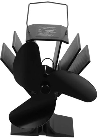 MAGICLULU Ventilatore da Stufa a Calore 4 Pale in Metallo Nero