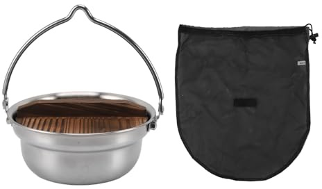 Jwthee Set di pentole da campeggio, pentola da campeggio con borsa in acciaio inossidabile in acciaio da cucina kit di pasticci di pentole per escursioni all'aperto (4.5L)