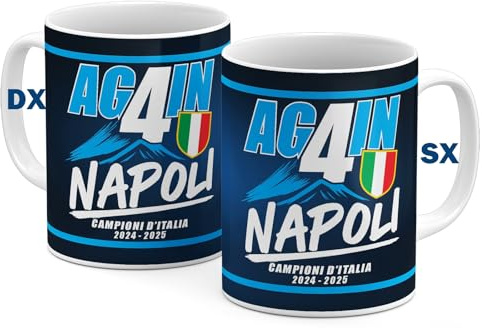 Tazza Colazione in Ceramica 330 ml - 1 Pezzo - Idea Regalo Tifoso Calcio | Mug singola con stampa che avvolge tutta la tazza, colori della squadra del cuore, lavastoviglie e microonde
