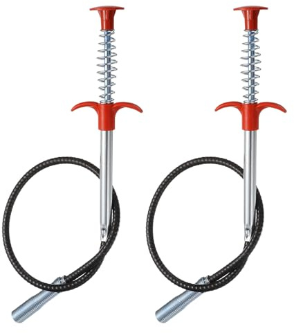sourcing map 2 pinzas flexibles de 1,2 cm de diámetro y 4 garras de acero inoxidable para limpiar el fregadero, alcantarillado, herramienta de limpieza de desagüe de pelo, desatascador de fregadero
