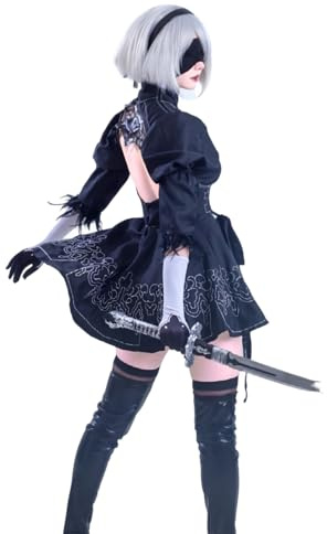 FCCAM YoRHa 2B Cosplay Kostüm für Damen Nier Automata Cosplay Kostüm, perfekt für Comic-Con, Fotoshootings und Partys