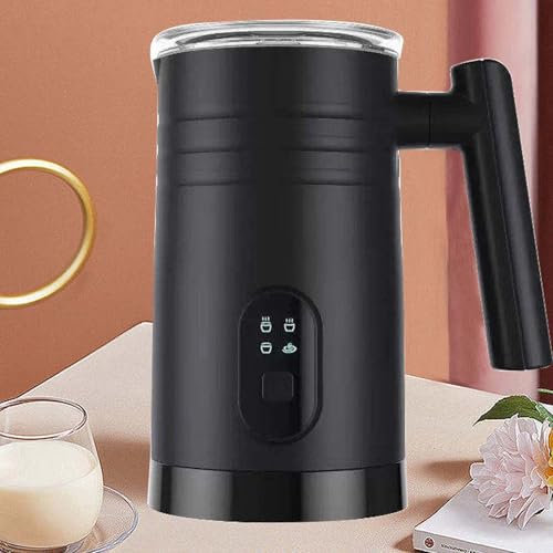 vnmudzeo Chauffe-Lait en Acier Inoxydable, Silencieux, Automatique 350 ML Mousseurs à Lait, pour Lattes, Cappuccinos, Chocolats Chauds,Black
