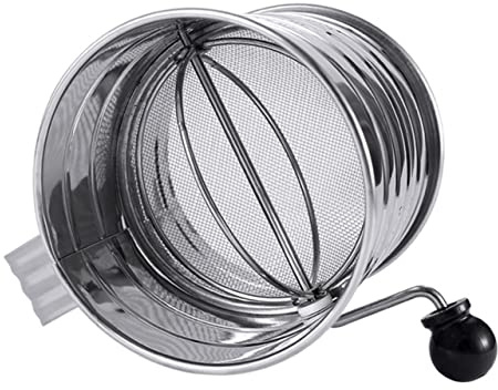 Ipetboom Rotary Flour Sifter Measuring Scale, Stainless Steel Powdered Sugar Flour Sieve Hand Crank Baking Tool for Home and Professional Use