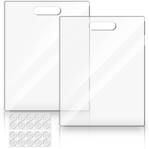 2 Pcs Acrylic Cutting Boards 11 x 14 Inch Clear Cutting Plates for Kitchen Counter Non Slip Chopping Boards with Handle and Anti Slip Silicone Feet for Kitchen Countertop Protection