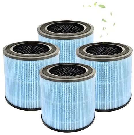 4 Pack AP0601 Compatible with AIRTOK Air Puri-fier Replacement Filter,4-in-1 H13 True HEPA Filters for Smoke Dust Odors Pollen Pet Dander,Activated Carbon Filter