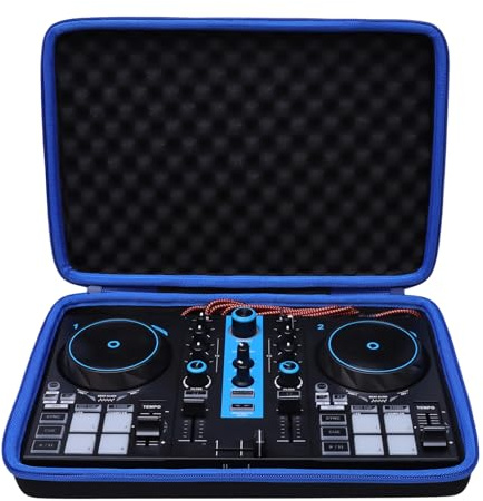 LTGEM DJ Controller Case Compatible with Hercules 200 MK2 DJ Controller, Black/Blue Border(Case Only)