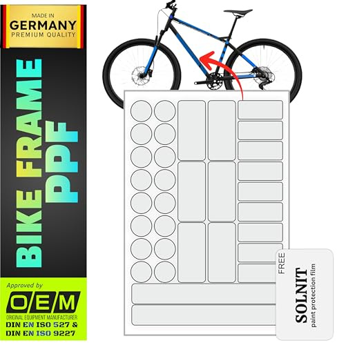 SOLNIT Lot de 33 films de protection de peinture autocollants pour vélo - Résistant aux rayures et aux UV - S'enlève sans laisser de traces - Idéal pour VTT, vélo de route, vélo électrique