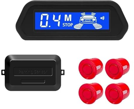 Macchina Sensori Di Parcheggio Kit Sensore Parcheggio Radar Retromarcia Posteriore Per Auto Monitor Parktronic 12V 22mm Display Rilevatore 4(Rosso)