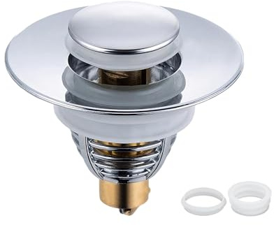 Sink Plug Replacement, P-op Up Sink Hole Cover with Strainer Hair Catcher for 32-42mm Drain Holes, Bath Basin Plug Filter with Bounce Core for Bathroom Basin Kitchen(Silver)
