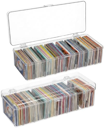 BOUTICOL 2 Stück Karteikartenbox, 24,8 x 10 x 7,5 cm Karteikasten Din A8 mit Abnehmbaren Trennbretter, mit Deckel für bis zu 700 Karten für Lernkarten Visitenkarten