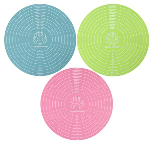 Toyvian Set 3 Tappetini in Silicone Antiscivolo per Stendere Pasta e Decorare Torte, Tappetino Multifunzionale per Giradischi da Forno, Riutilizzabile e Facile da Pulire per Uso Domestico
