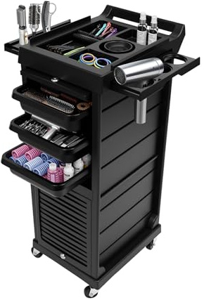 DAHAD Carro de Peluquería con 6 Cajones, Ruedas y Cerradura de Seguridad, Carrito de Salón para Maquillaje, Tatuajes, Manicura y Spa