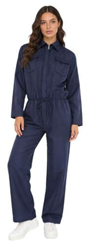 Msemis Dam arbetsoverall blåman sparkbyxor med fickor jumpsuit enfärgad jumpsuit med dragkedja verkstad mekanisk skyddsoverall arbetskläder