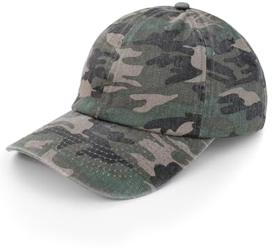 Misfuso Baseball Cap für Herren und Damen, Unisex Kappe Verstellbar Reine Baseboard Baseballkappe Mütze Outdoor Camouflage Freizeit Baumwolle Basecap-Grau Camouflage