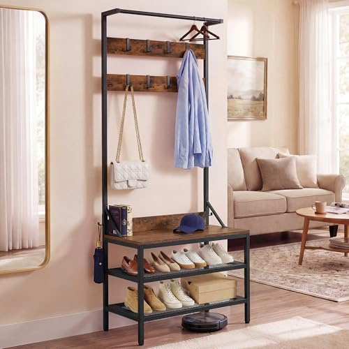 YITAHOME Coat Stand Clothes Shoe Rack, Hallway Storage Unit, Black
