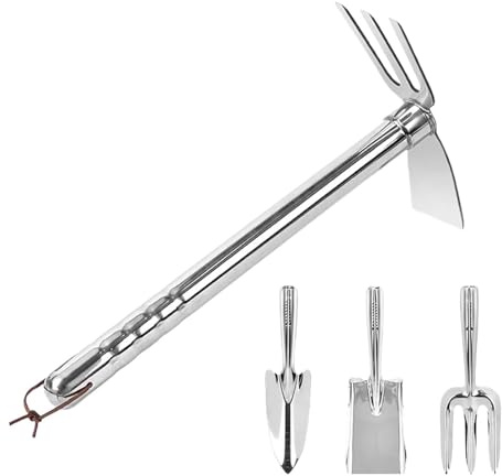 Ensemble D'Outils De Jardin 4 Pièces Outils Binage Poignée Ergonomique | De Creusement, Râteau, Outils Jardinage pour femmes hommes seniors adultes passionnés jardiniers arrière-cour pelouse