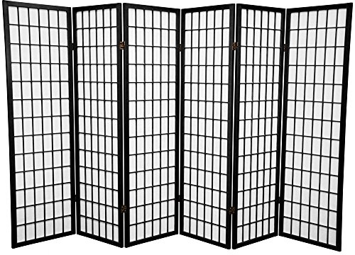 SQUARE FURNITURE Panel Shoji Screen Room Divider 6 Panel Black