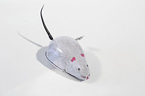 Brimtoy Wind up White Mouse with wagging tail mechanical clockwork retro tin toy replica