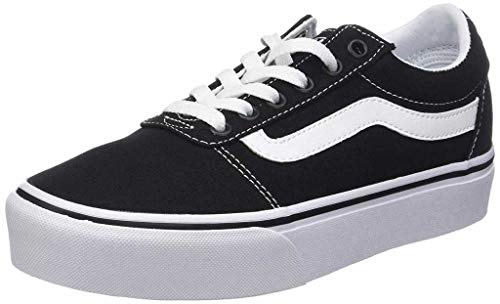 Vans Ward Platform Canvas - Scarpe da Ginnastica Basse Donna, Nero ((Canvas) Black/White 187)