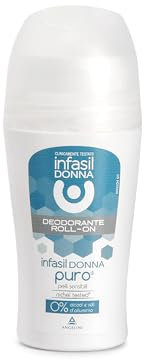 Infasil Donna Puro, Deodorante Roll On Donna per Pelli Sensibili, Senza Sali di Alluminio e Senza Alcol, Nichel Tested, 50 ml