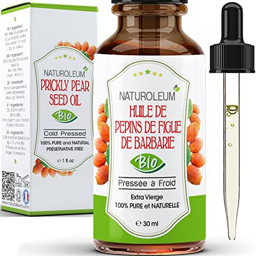 Naturoleum Huile de Pépins de Figue de Barbarie Bio 30ml - Pipette - Bouteille en Verre - 100% Pure, Naturelle, Pressée à Froid - Huile de Figue de Barbarie Bio Visage Anti-Âge et Anti Cerne Bio