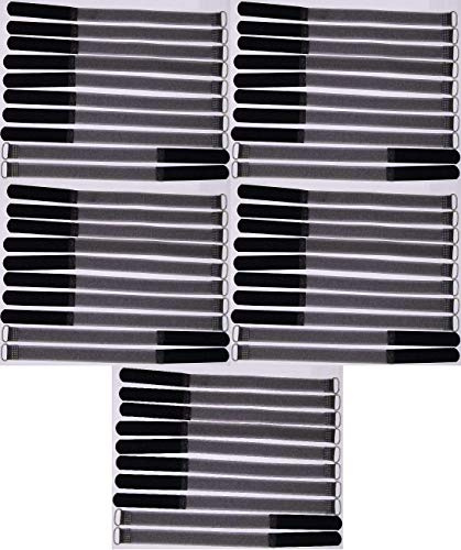 50x 30 cm x 20 mm FUK wiederverschleßbare Klett-Kabelbinder SCHWARZ mit Metall-Öse - Kabel-Klettband 300 mm wiederverwendbar