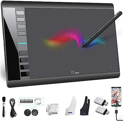 m708 V2 Graphics Tablet, 10 x 6 Inch Large Drawing Tablet, 8192 Levels Pressure Battery-Free Pen Stylus, 8 Hotkeys, Compatible with Windows 10/8/7 Mac Os Artist, Designer, Amateur