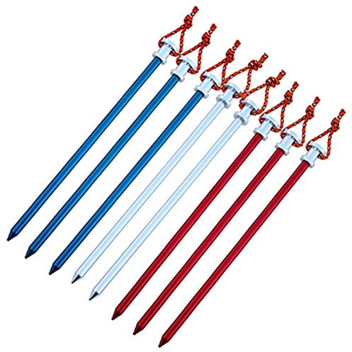 Egurs Zelt Heringe,8 Stück 23cm Solide Aluminium Leichtgewichtige Camping heringe Zeltnagel mit reflektierender Kordel für Sand, Gras usw.Weichen Boden