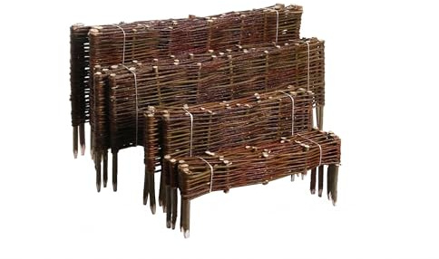 rg-vertrieb Lot de 5 Bordures de Jardin en Osier EKO 100x10cm, Clôture Décorative Naturelle, Barrière de Parterre Flexible, Idéale pour Allées et Fleurs, Qualité Pro