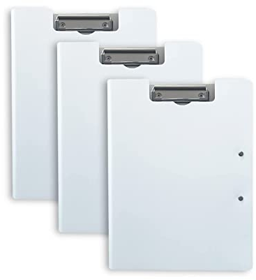 Klemmbrett A4, Klapp-Klemmbrett mit zwei Clips für Notizen, Formulare, Dokumente und Schule, Büro, Arbeit, Klassenzimmer, Ordner (3 Stück) (Silber-Grau)