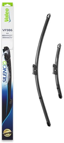 Valeo Silencio Kit de 2 Balais d'Essuie-Glace Plats VF986 - Avant - 680 mm / 350 mm - Remplacement d'Équipement d'Origine, Fabriqués en France - 577986
