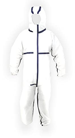 K•PROTECT - Tuta di protezione con cappuccio Cat. III tipo 5 e 6 - in Polipropilene - elastico su polsi, caviglie, cappuccio, bianco... (XL)