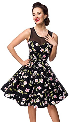 Belsira Retro Vintage Kleid mit Netzeinsatz M