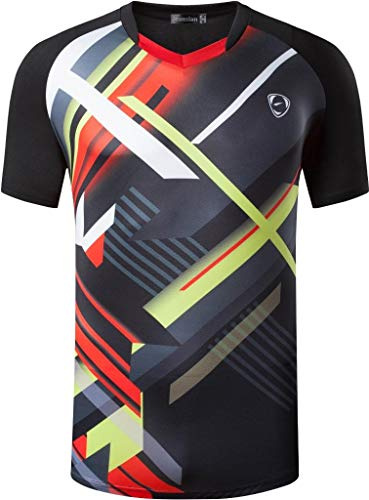 jeansian Herren Sport Tee Shirt Tshirt T-Shirt Short Sleeve Tops Tennis Golf Bowling LSL309 Black XXL