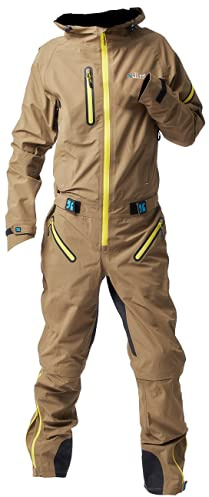 dirtlej dirtsuit core edition sand/yellow, Fahrradanzug, Matschoverall für Mountainbiker Herren, zip-off-Hose bis Knie (XL)