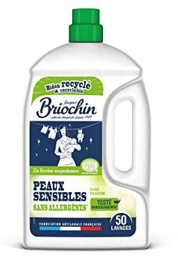 JACQUES BRIOCHIN - Lessive Spéciale Peaux Sensibles - Sans Allergènes - Testée Dermatologiquement - 96% d'Ingrédients d'Origine Naturelle - Ecocert - 50 lavages - Fabrication Française - 2.27L