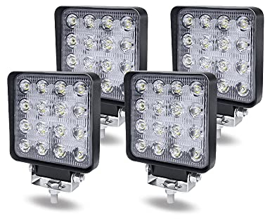 NAIZY 4 * 48W Quadrat LED Arbeitsscheinwerfer 12V Zusatzscheinwerfer 4320LM Offroad Reflektor Flutlicht IP67 Wasserdicht Scheinwerfer Kaltweiß Arbeitslampe für SUV, UTV, ATV