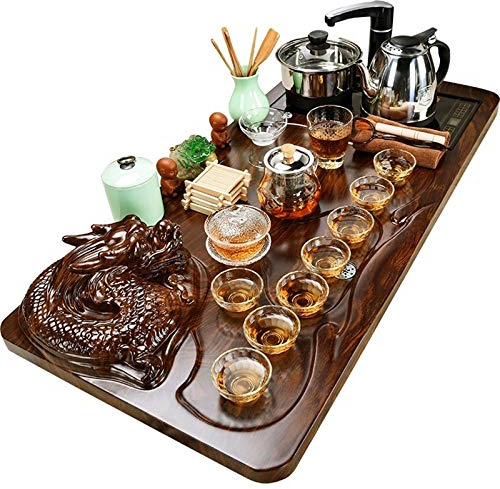 Set Da Tè For La Casa, Tavola Da Tè Set Di Tè In Ceramica Ceramica Cinese, Riscaldatore Di Acqua Completamente Automatico Con Vassoio Di Tè In Legno E Piccoli Utensili Da Tè, Servizio Di Tè, Set