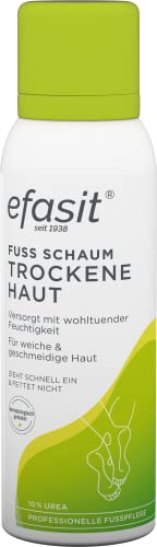 efasit Fußschaum Trockene Haut - intensive Feuchtigkeit dank Fußcreme mit 10% Urea und Allantoin für trockene Füße, Diabetiker geeignet, zieht schnell ein, 125 ml