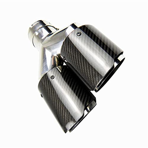 DHWUIASF Auto Universal Endrohr Kohlefaser Edelstahl Auspuff Schalldämpfer Doppelrohr Endstück Kehle Auspuffblenden (Size : Inlet 57mm)
