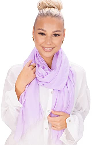 Lolus Eleganter dünner, leichter und weicher Uni Damen Schal mit kurzen Fransen - Alessandra