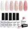 RARJSM Nude Glitter Gel Nail Polish Set 6 Colours Pale Pink Milky White Jelly Pink Silver Gold Glitter Holographic Shimmer Iridescent Pigment Gel Polish 7.5ml Translucent Natural Soak off UV LED Cured