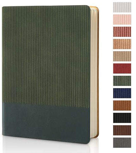 TSFPapier Lined Journal Notebook for Work College Ruled Note Book 5.79x8.27A5 PU Leather Daily Journaling 216 Pages for Women Men Writing Home School Supplies Business (Dark Green)
